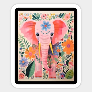 Floral and Elephant Sticker